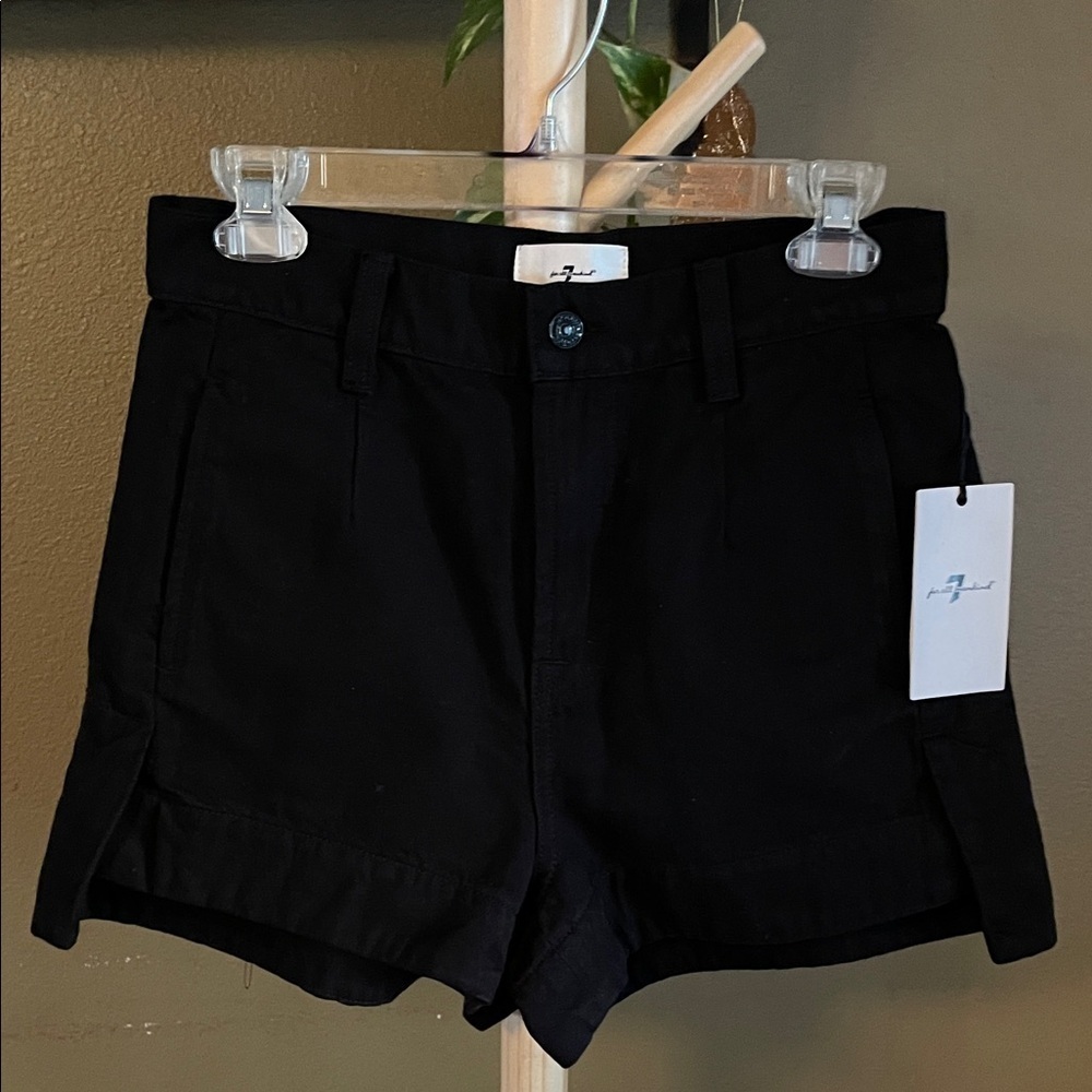 7 For All Mankind Black High Waist Women's Shorts